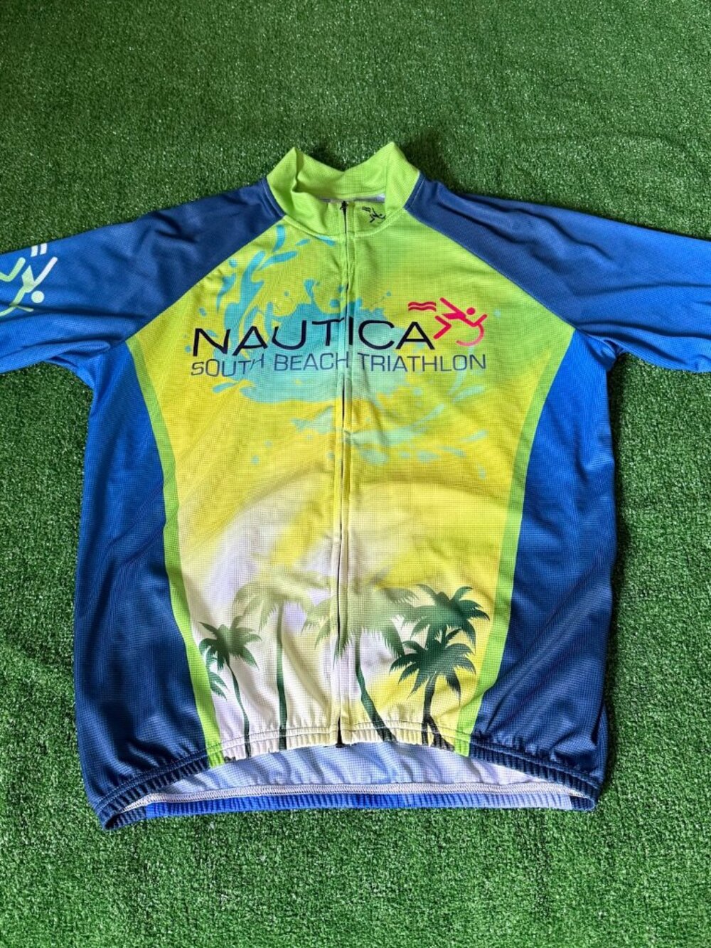 K-Swiss Nautica South Beach Triathlon Cycling Green Jersey XL Lightweight 2012